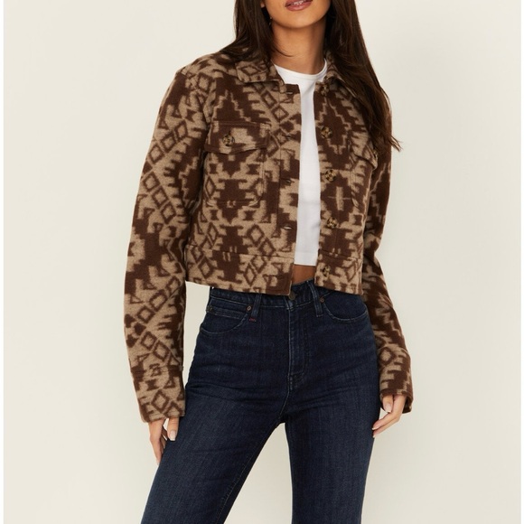 Shyanne Geometric Brown Teddy Jacket - Picture 1 of 5